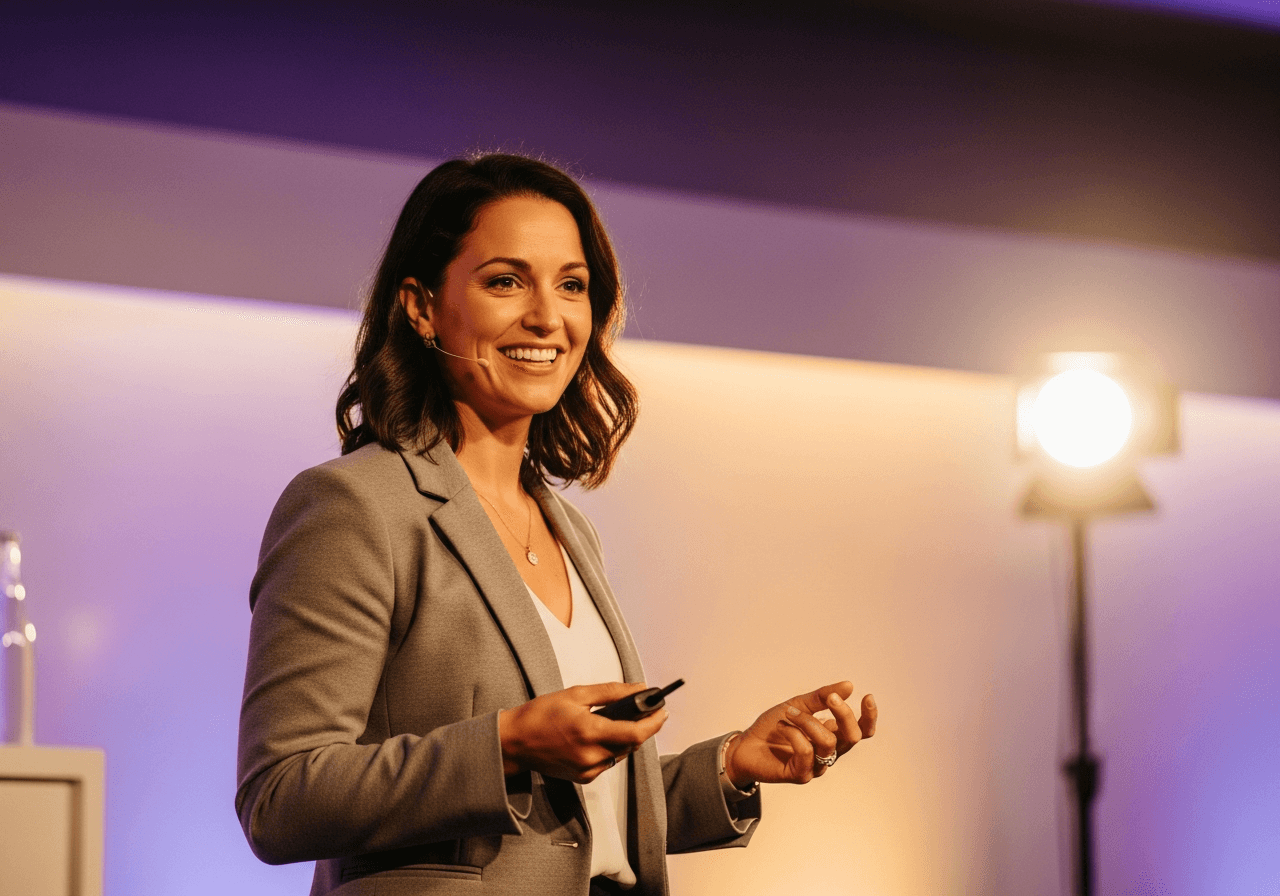 Expert speaker presenting at a virtual summit